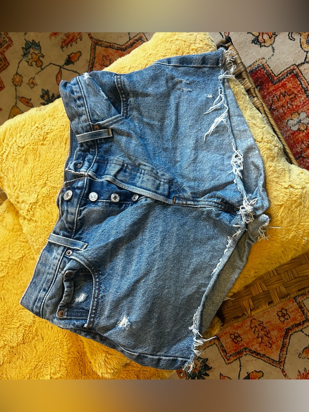 Levi's Blue Distressed Denim Cutoff Shorts